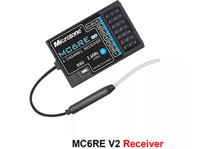 MicroZone MC6C Mini V2 2.4G 6CH Controller with MC6RE V2 Transmitter Radio System